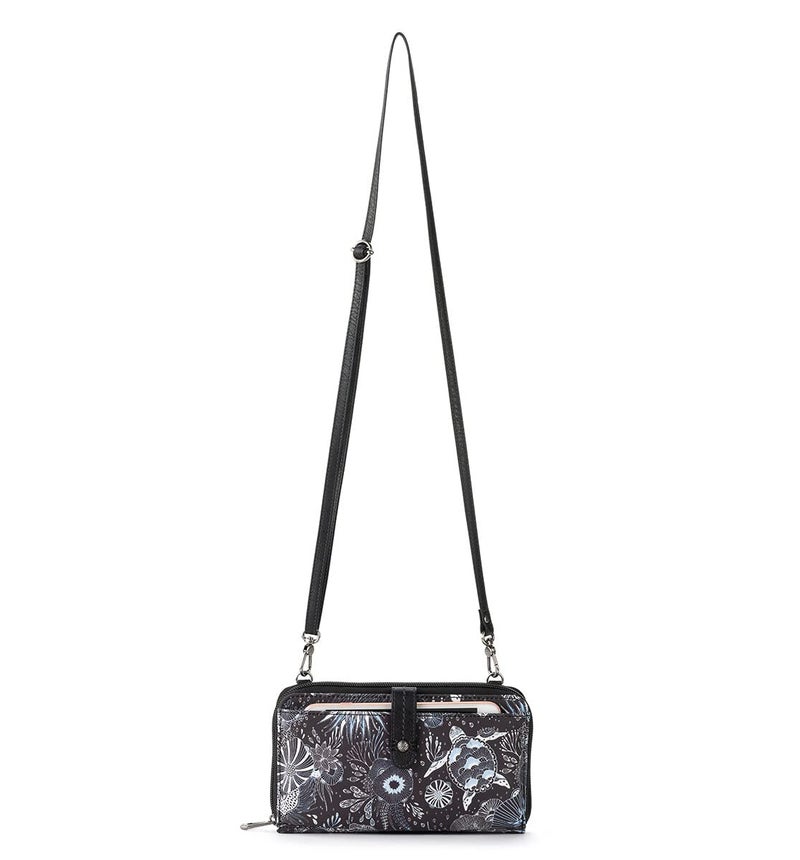 Sakroots Artist Circle Smartphone Crossbody in Eco Twill, Detachable Wristlet Strap, Midnight Seascape - Image 1