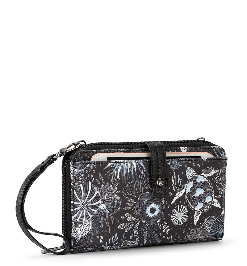 Sakroots Artist Circle Smartphone Crossbody in Eco Twill, Detachable Wristlet Strap, Midnight Seascape - Image 2