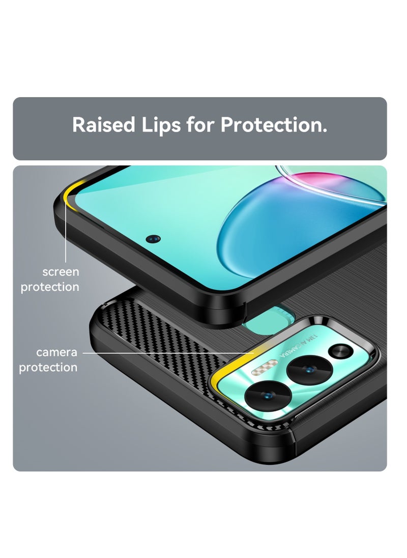 Generic - Infinix Hot 12 Play NFC Rugged Shield Protective Cover with Brushed Texture Carbon Fiber Pattern, Shockproof TPU, Anti-Slip, Ultra Thin, Shock Absorption - Black - Image 1