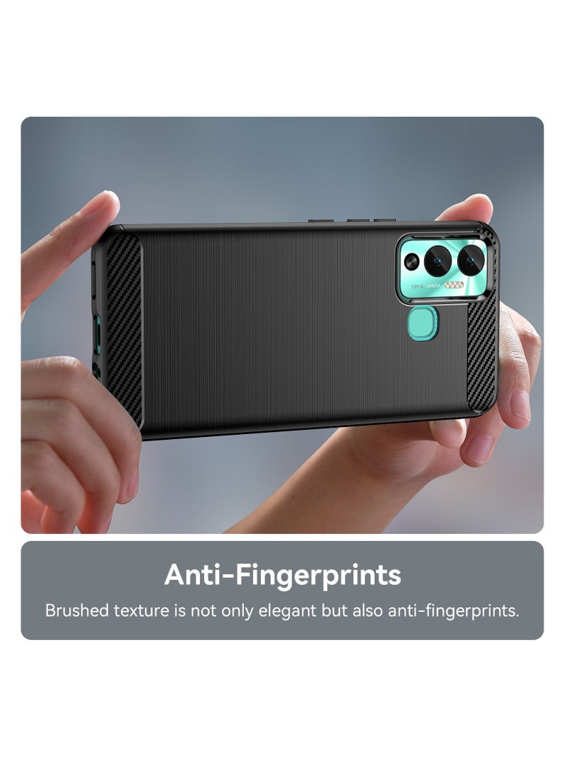 Generic - Infinix Hot 12 Play NFC Rugged Shield Protective Cover with Brushed Texture Carbon Fiber Pattern, Shockproof TPU, Anti-Slip, Ultra Thin, Shock Absorption - Black - Image 1