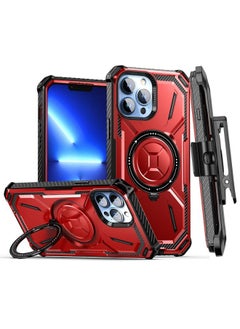 Generic Case Cover For iPhone 13 Pro Max Armor Series Holder Phone Case with Back Clip Red 