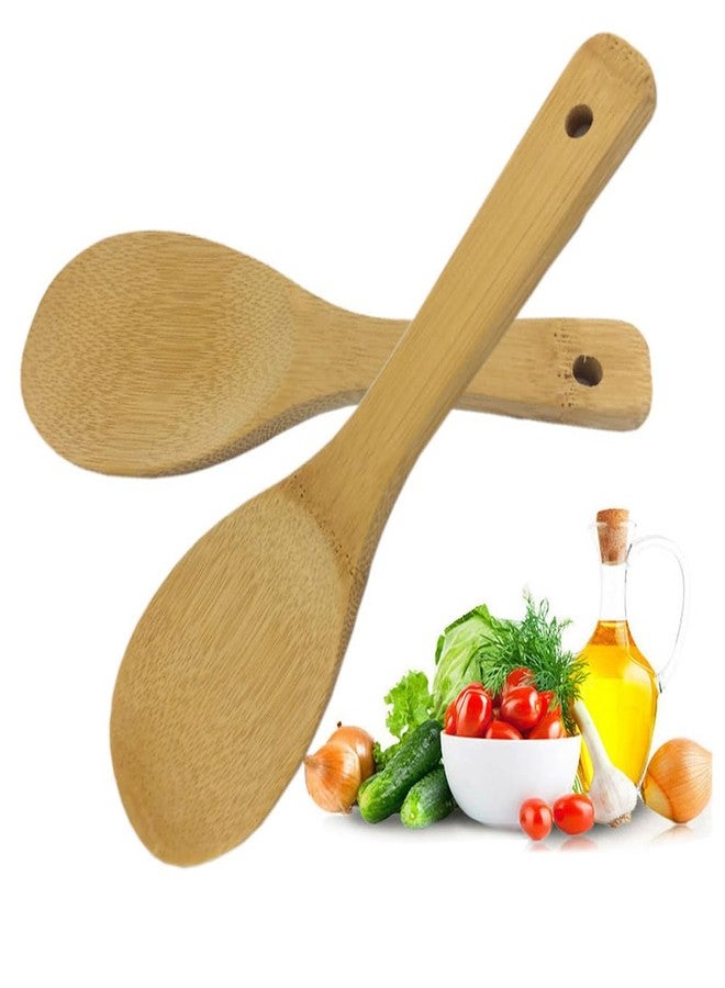 Luzen 3Pcs Bamboo Rice Scoops Paddles Reusable Non-stick Rice Scooper Food Service Rice Spoon Kitchen Tools for Rice Potato Salads Serving Utensils, 9.05 Inches - Image 2