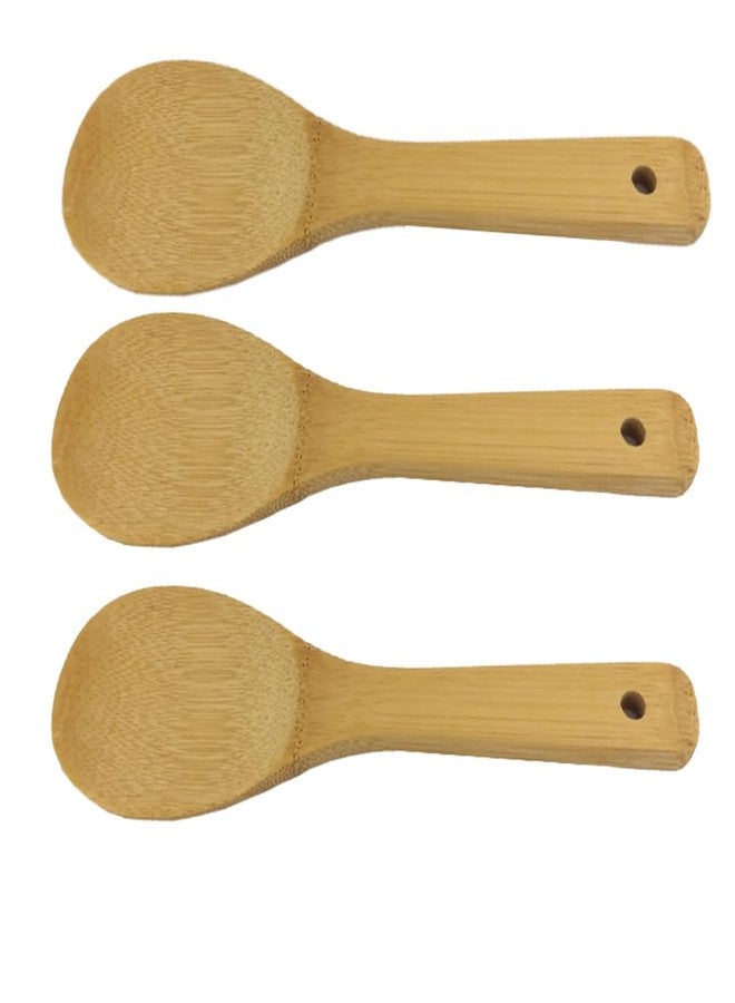 Luzen 3Pcs Bamboo Rice Scoops Paddles Reusable Non-stick Rice Scooper Food Service Rice Spoon Kitchen Tools for Rice Potato Salads Serving Utensils, 9.05 Inches - Image 1