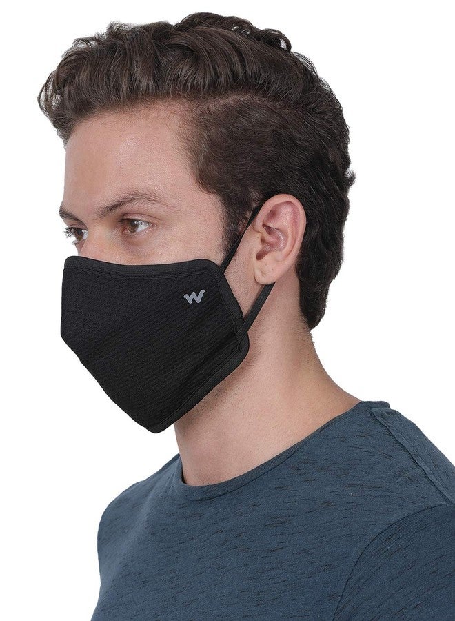 وايلد كرافت قناع تنفس خارجي قابل لإعادة الاستخدام من البوليستر للجنسين من وايلدكرافت W95+، قطعتان: لون الفشار: أسود/أنثرا: صغير (8903338299936) - Image 4