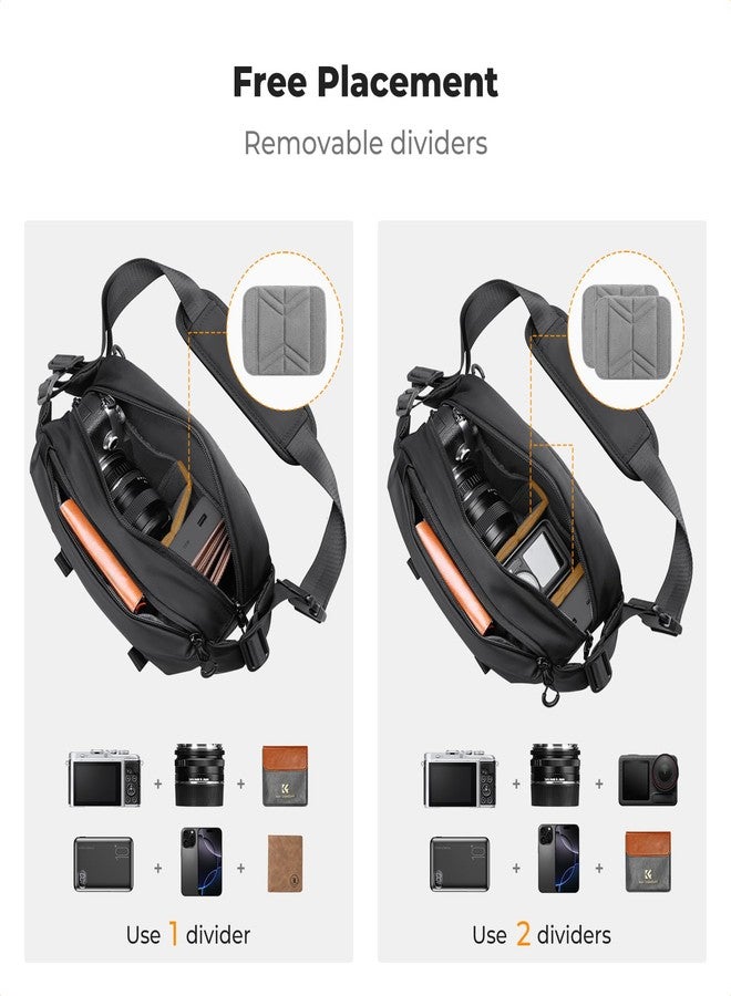 K&F Concept 2 In 1 Sling Bag Everyday Shoulder & Multifunction Photography Crossbody Camera Dslr Backpack Portable Bag, Black - Image 3