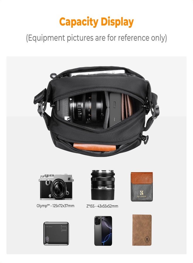 K&F Concept 2 In 1 Sling Bag Everyday Shoulder & Multifunction Photography Crossbody Camera Dslr Backpack Portable Bag, Black - Image 2