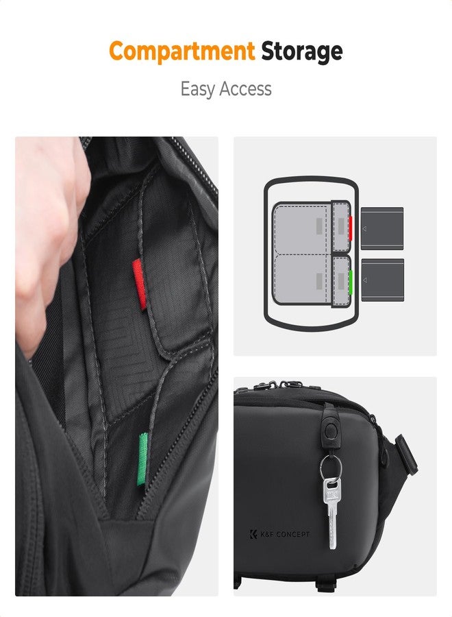 K&F Concept 2 In 1 Sling Bag Everyday Shoulder & Multifunction Photography Crossbody Camera Dslr Backpack Portable Bag, Black - Image 4
