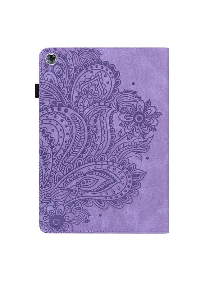 Zaboon - Case For Huawei MediaPad M5 lite 10.1 Peacock Embossed Pattern TPU + PU Horizontal Flip Leather Case with Holder & Card Slots & Wallet & Sleep / Wake-up Function - Image 1