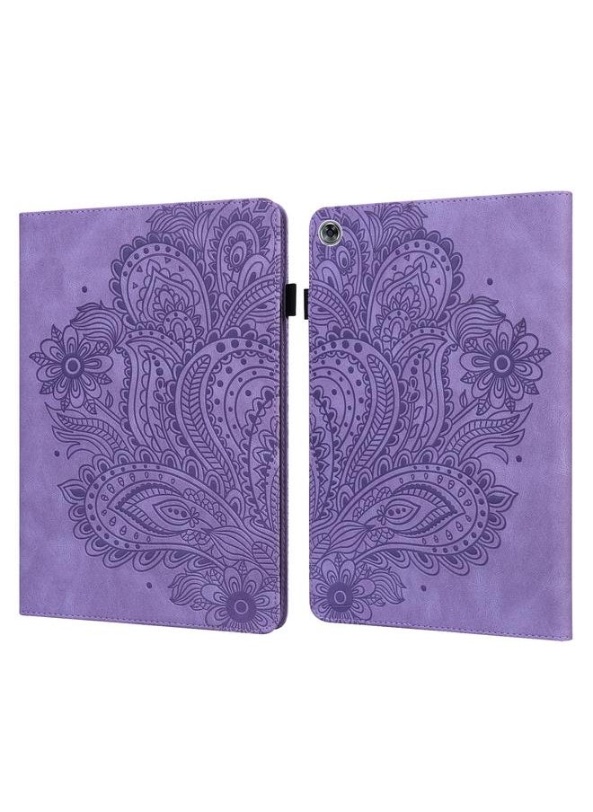 Zaboon - Case For Huawei MediaPad M5 lite 10.1 Peacock Embossed Pattern TPU + PU Horizontal Flip Leather Case with Holder & Card Slots & Wallet & Sleep / Wake-up Function - Image 1