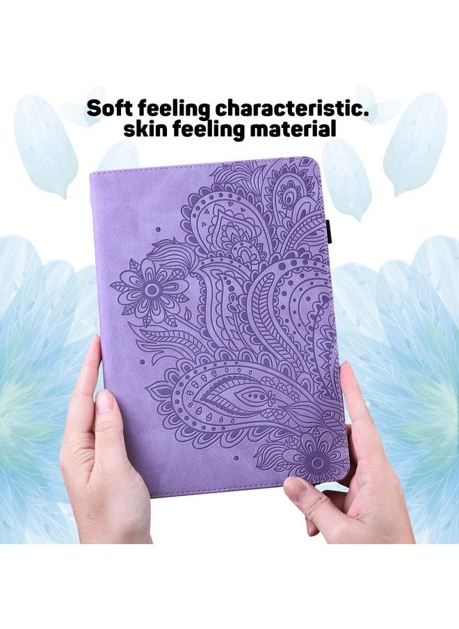 Zaboon - Case For Huawei MediaPad M5 lite 10.1 Peacock Embossed Pattern TPU + PU Horizontal Flip Leather Case with Holder & Card Slots & Wallet & Sleep / Wake-up Function - Image 1