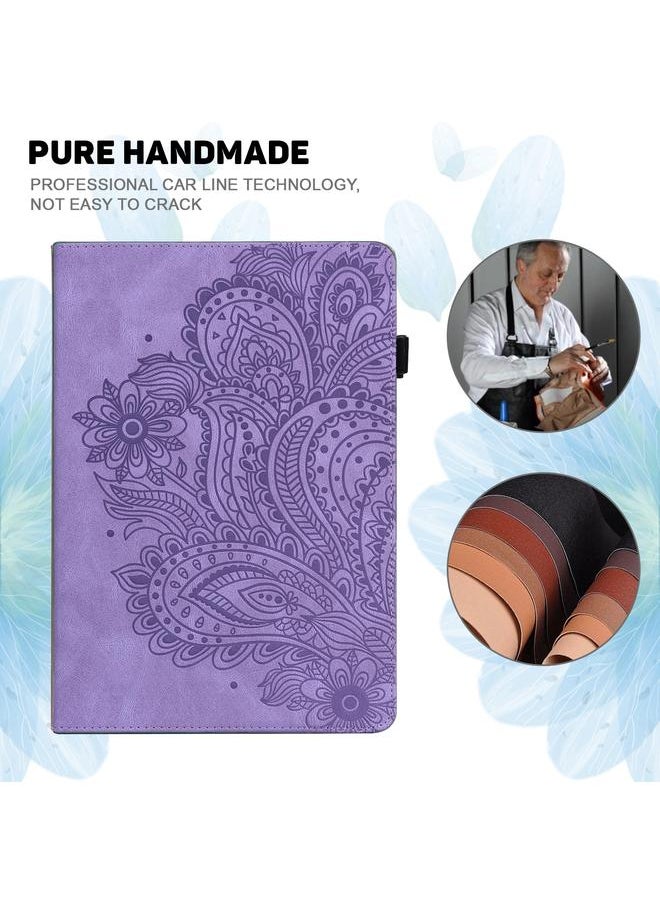 Zaboon - Case For Huawei MediaPad M5 lite 10.1 Peacock Embossed Pattern TPU + PU Horizontal Flip Leather Case with Holder & Card Slots & Wallet & Sleep / Wake-up Function - Image 1