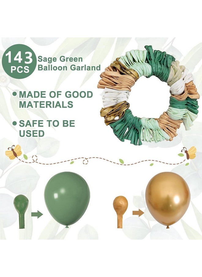 Amandir 143Pcs Baby Boxes Sage Green Baby Shower Decorations Olive Green Balloon Garland Kit 4 Baby Blocks Gold Letter For Gender Neutral Boy Girl Safari Jungle Biythday Party Supplies  - Image 5