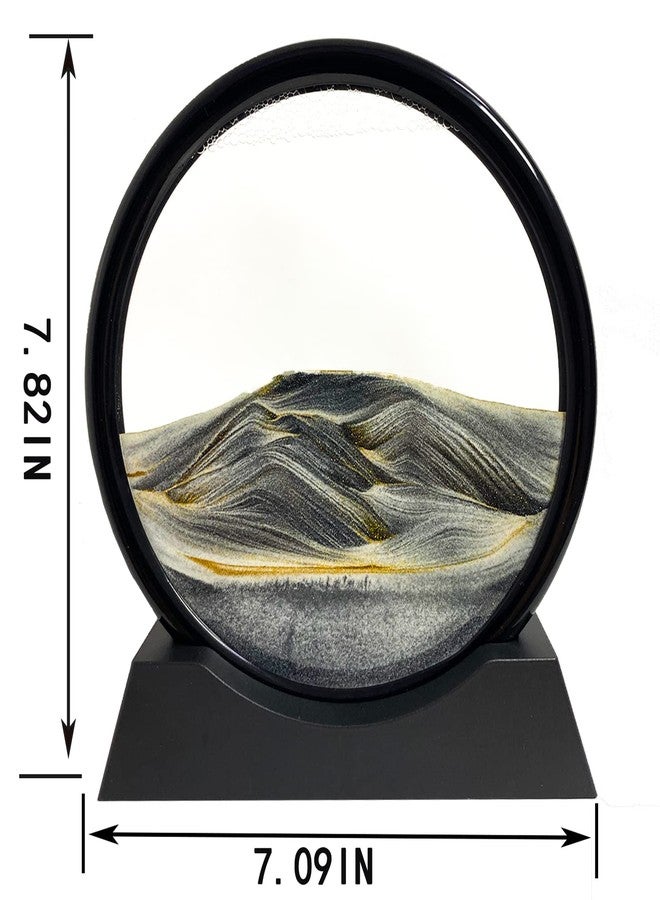 SANDCLE Moving Sand Art Picture - Sand Art Liquid Motion 3D Deep Sea Sandscape, Round Glass Frame Display Flowing Sand Relaxing Toy for Desktop Home Office Work Ocean Decor(Black, 7") - Image 2
