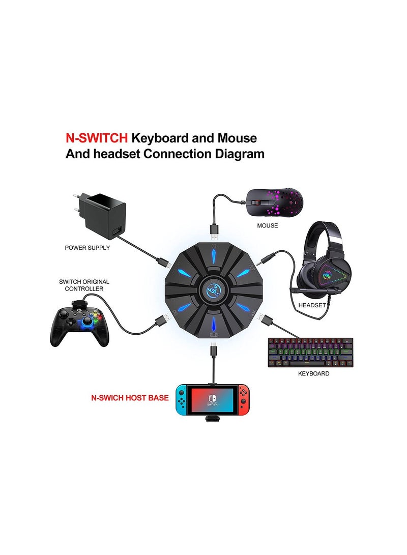 HXSJ P9 Keyboard Mouse Converter with LED Light, Multi-Platform Gaming Adapter for PS4, PS3, Xbox One, Xbox 360, and Switch Consoles, Plug and Play, Type C Charging Interface. - Image 3