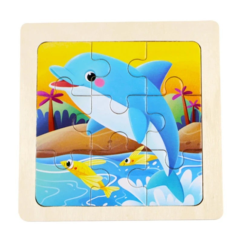 Bluejw 9 Piece Jigsaw Puzzles Cartoon Animal Traffic Puzzle Games Montessori Education Learning Toys for Kids Boys Girls - Image 1