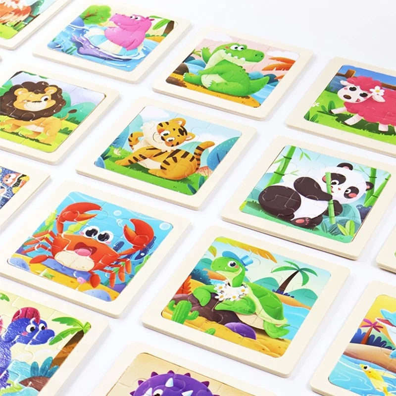 Bluejw 9 Piece Jigsaw Puzzles Cartoon Animal Traffic Puzzle Games Montessori Education Learning Toys for Kids Boys Girls - Image 3