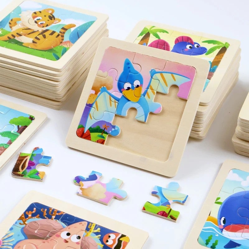 Bluejw 9 Piece Jigsaw Puzzles Cartoon Animal Traffic Puzzle Games Montessori Education Learning Toys for Kids Boys Girls - Image 4