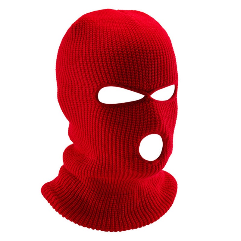 Warm Ski Mask: 3 Holes Red Soft Thicken Knitted Fabric - Superior Thermal Retention Wide Vision Breathable Face Cover for Winter Sports Outdoor Activities Cycling Snowboarding Running - Image 1