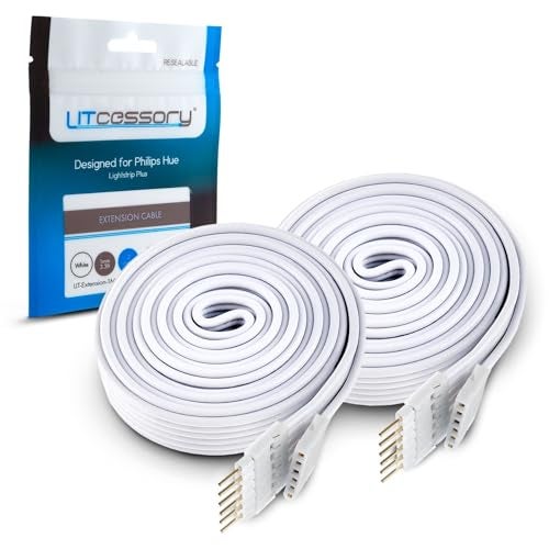 Litcessory Extension Cable for Philips Hue/WiZ Lightstrip (3.3ft, 2 Pack, White - STANDARD 6-PIN V3 / WiZ Lightstrip) - Image 1