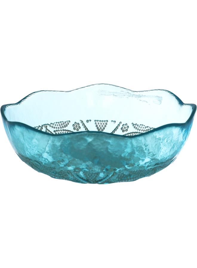 Alsaif Glass Serving Bowl 16 Cm Golden Pattern Turquoise - Image 2