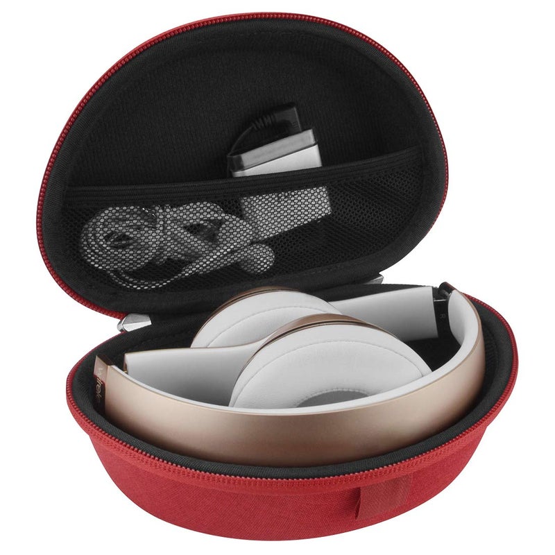 Geekria Geekria Shield Headphones Case Compatible with Beats Solo 4, Solo 3, Solo 2, Solo Pro Wireless, Solo HD Case, Replacement Hard Shell Travel Carrying Bag with Cable Storage (Red)  - Image 3