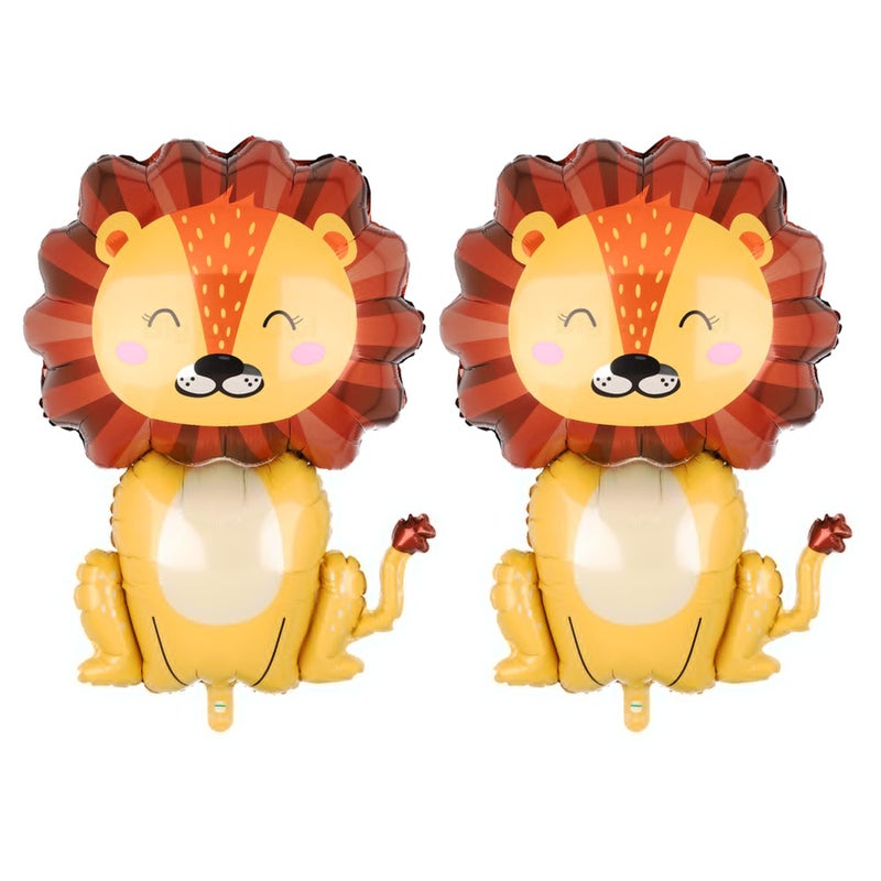 MANGO Giant Foil Balloons Jungle Safari Animal Birthday Party Decorations Mylar Balloon For Boy Kids Wild One Theme Birthday Party Decor Baby Shower Zoo 2Pcs Lion - Image 2