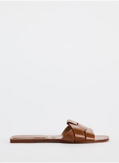Zara Women's Cross-Strap Flat Sandals - Dark Brown  - Image 1