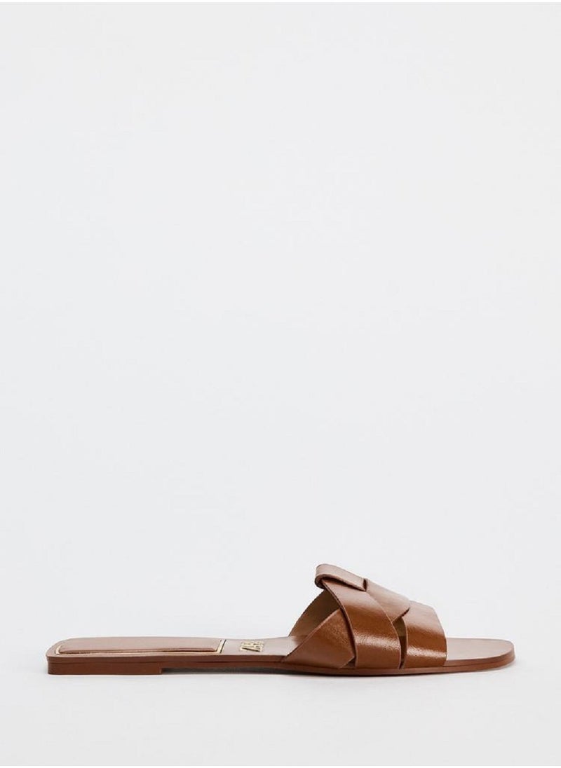 Zara Women's Cross-Strap Flat Sandals - Dark Brown  - Image 1