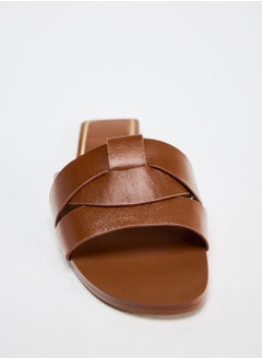 Zara Women's Cross-Strap Flat Sandals - Dark Brown  - Image 3