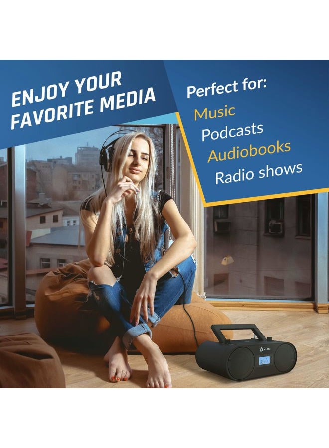 KLIM Boombox B4 Radio with CD Player + 2024 Release + AM/FM Radio, MP3, Bluetooth, AUX, USB Portable with Wireless Mode and Rechargeable Battery + with Remote Control, Autosleep, Digital EQ - Image 4