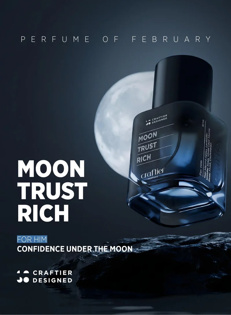 Craftier Perfume Moon Trust Rich Craftier Designed MOON TRUST RICH Eau De Parfum For Men - 50ml, Long Lasting Aromatic Fresh Perfume, Longevity Upto 36 Hours, Premium Men's Fragrance For Summer for Men | Best Price UAE