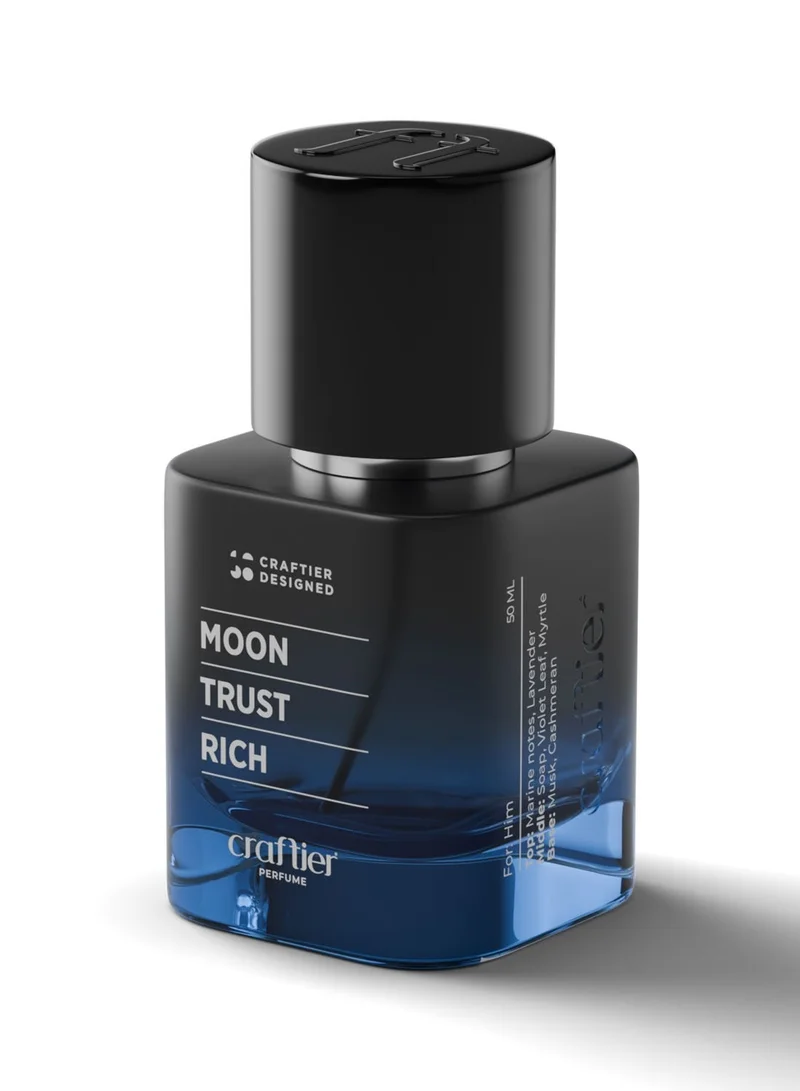 Craftier Designed MOON TRUST RICH Eau De Parfum For Men - 50ml, Long Lasting Aromatic Fresh Perfume, Longevity Upto 36 Hours, Premium Men's Fragrance For Summer
