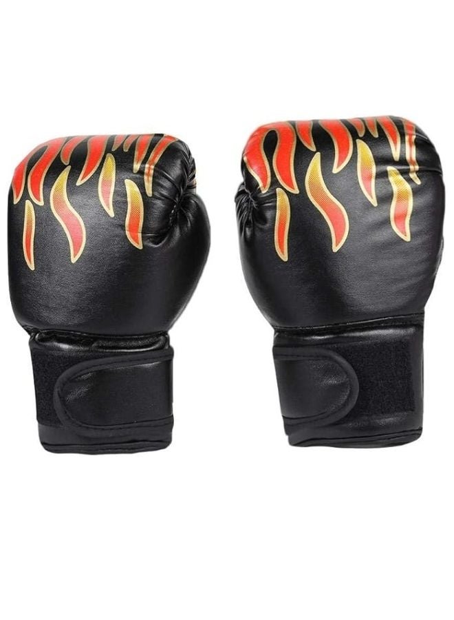 Professional Kids Training Boxing Gloves Flame Design Breathable PU 0.3kg - Image 2