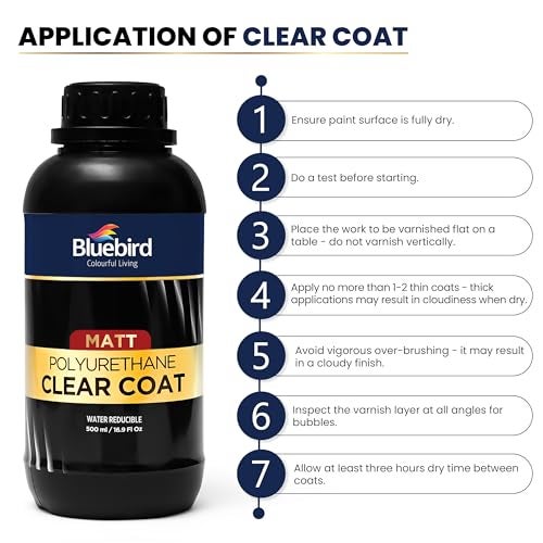 Bluebird 17 Fl Oz Polyurethane Clear Coat for Furniture, Paintings, Water-Based Professional Varnish (Matt) - Image 2