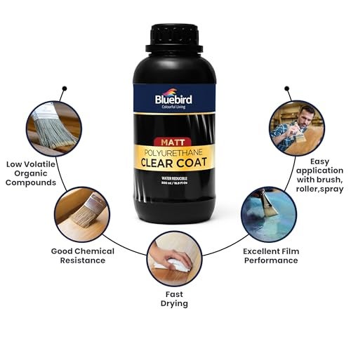 Bluebird 17 Fl Oz Polyurethane Clear Coat for Furniture, Paintings, Water-Based Professional Varnish (Matt) - Image 4