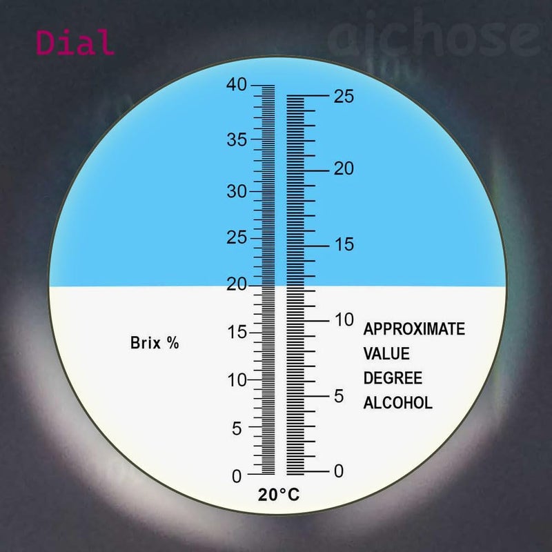 aichose Refractometer for Grape Wine Brewing, Measuring Sugar Content in Original Grape Juice and Predicting The Wine Alcohol Degree, Dual Scale of 0-40% Brix & 0-25% vol Alcohol, Wine Making Kit - Image 3