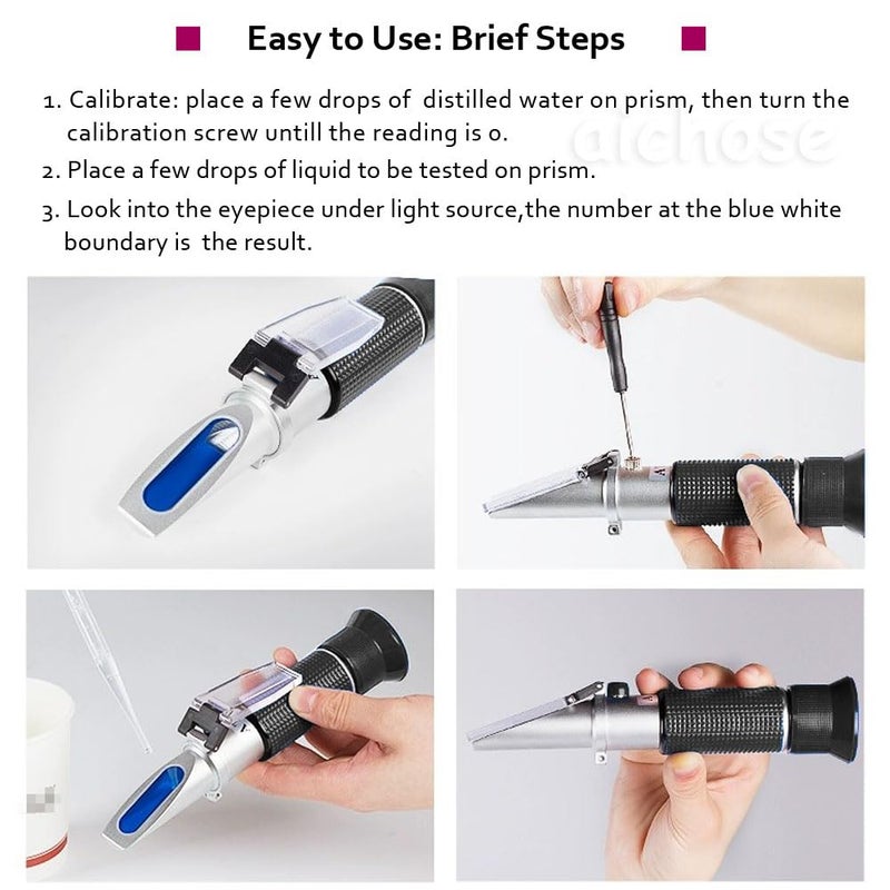 aichose Refractometer for Grape Wine Brewing, Measuring Sugar Content in Original Grape Juice and Predicting The Wine Alcohol Degree, Dual Scale of 0-40% Brix & 0-25% vol Alcohol, Wine Making Kit - Image 4