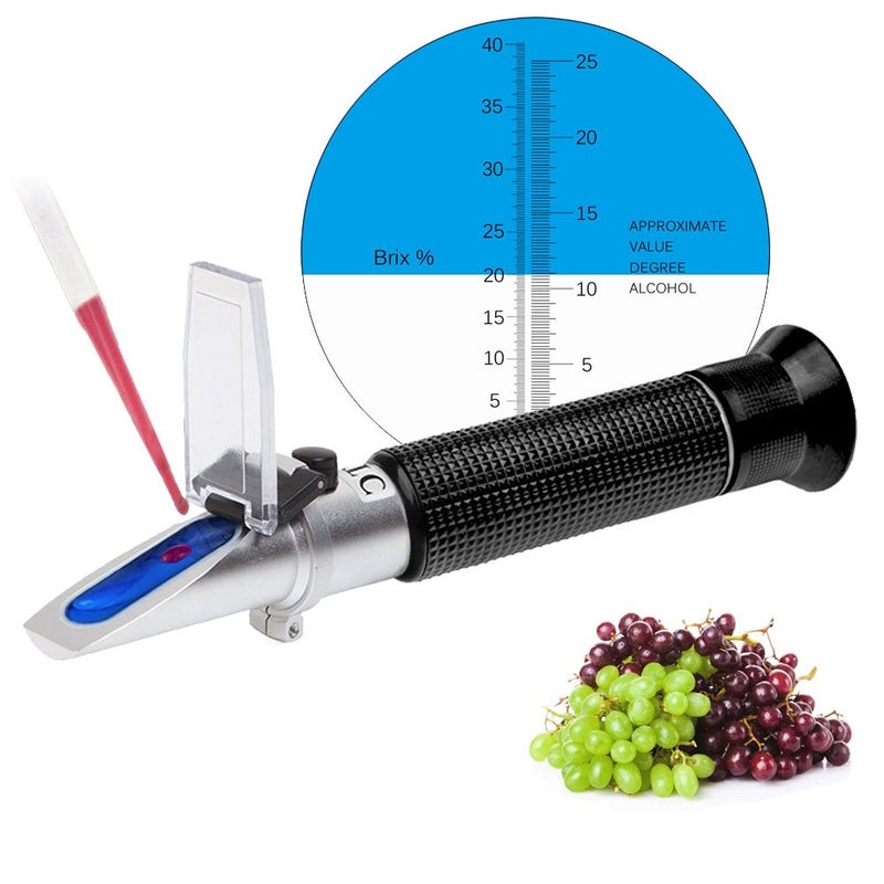 aichose Refractometer for Grape Wine Brewing, Measuring Sugar Content in Original Grape Juice and Predicting The Wine Alcohol Degree, Dual Scale of 0-40% Brix & 0-25% vol Alcohol, Wine Making Kit - Image 1