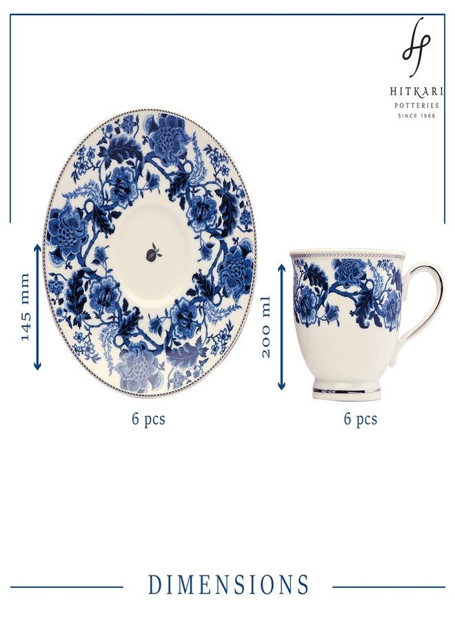 Hitkari Potteries Monsoon Cup & Saucer Set of 6 | Porcelain Tea Cups with Saucers | Microwave & Dishwasher Safe | Elegant Luxury Teaware for Home & Office (White) - Image 4