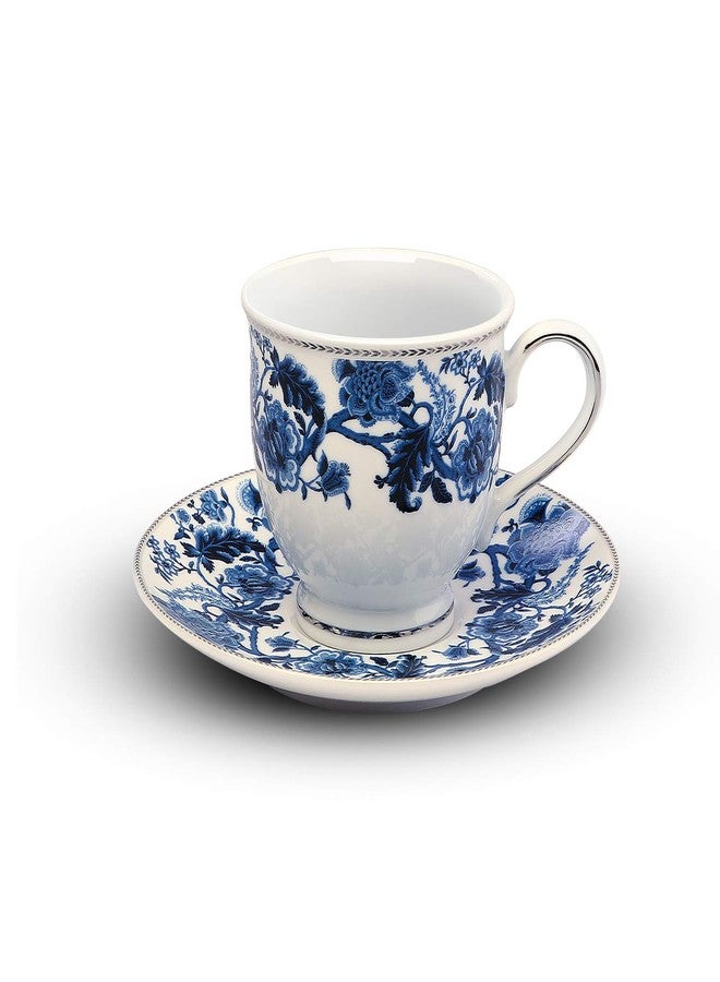 Hitkari Potteries Monsoon Cup & Saucer Set of 6 | Porcelain Tea Cups with Saucers | Microwave & Dishwasher Safe | Elegant Luxury Teaware for Home & Office (White) - Image 1