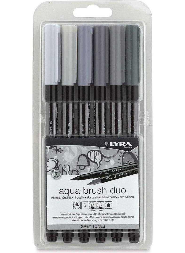 Aqua Brush Duo Double-Sided Brush Tip Pen 6 Pieces Grey - pzsku/ZB99D44D64EF2BADA0875Z/45/_/1730643103/65bda362-93fa-4509-a182-7a009ee59d67