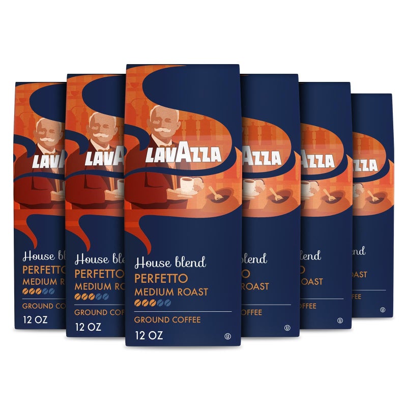 Lavazza House Blend Perfetto Ground Coffee 6 Bags of 12oz, Medium Roast, Full-bodied, Intensity 3/5, 100% Arabica, Ideal for Drip Brewers, (Pack of 6) - Package May Vary - Image 1