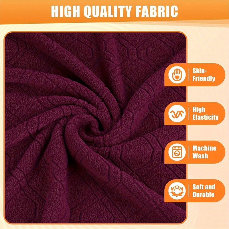 Stretch Jacquard One Seater Armchair Sofa Cover Beige Non Slip Washable Furniture Protector - Image 5