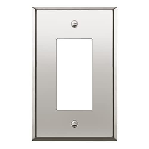 LIDER Decorator Switch or Receptacle Metal Wall Plate, Stainless Steel Outlet Cover, Corrosion Resistant, Mid-Size 1-Gang 4.88" x 3.11", 201 Stainless Steel, LMWP-31M-PC, Polished Chrome - Image 1