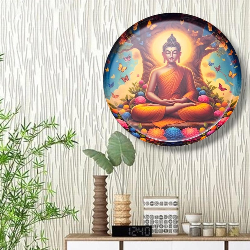 Noblenest 3 Pcs Madhubani Metal Wall Plates 12, 10, 8 Inch, Wall Decoration Items For Living Room, Bedroom, Office | Wall Decor, Gift Items, Wall Hanging Decorations (Buddha) - Image 2