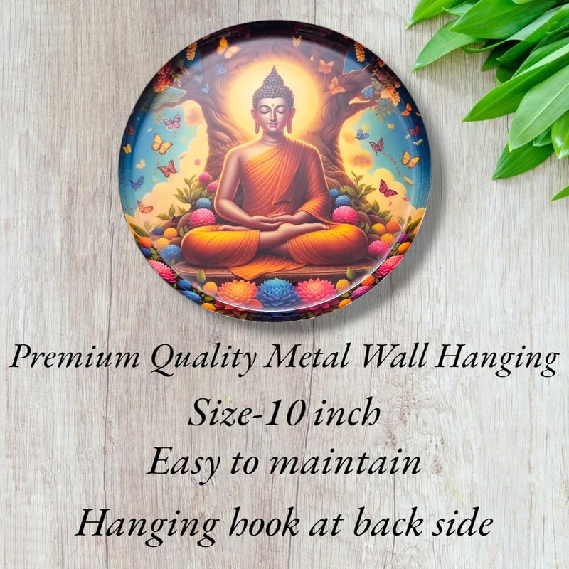 Noblenest 3 Pcs Madhubani Metal Wall Plates 12, 10, 8 Inch, Wall Decoration Items For Living Room, Bedroom, Office | Wall Decor, Gift Items, Wall Hanging Decorations (Buddha) - Image 5