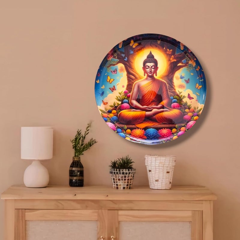 Noblenest 3 Pcs Madhubani Metal Wall Plates 12, 10, 8 Inch, Wall Decoration Items For Living Room, Bedroom, Office | Wall Decor, Gift Items, Wall Hanging Decorations (Buddha) - Image 1