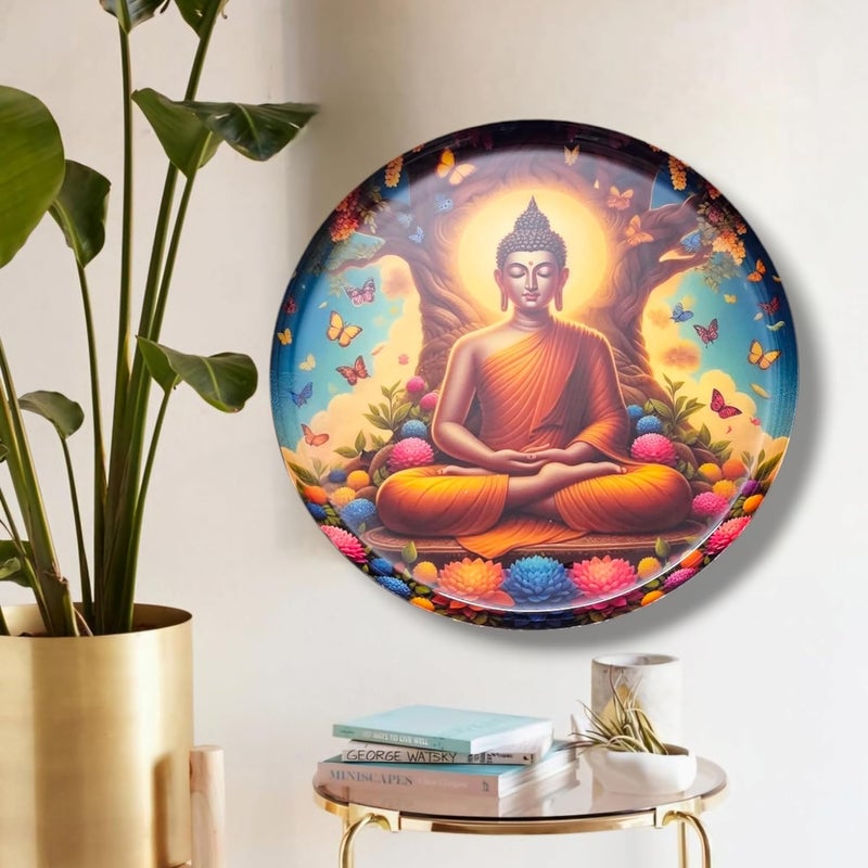 Noblenest 3 Pcs Madhubani Metal Wall Plates 12, 10, 8 Inch, Wall Decoration Items For Living Room, Bedroom, Office | Wall Decor, Gift Items, Wall Hanging Decorations (Buddha) - Image 4