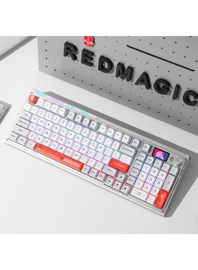Nubia Red Magic Gk001j Silver Wing Edition 100-key Wired/wireless/bluetooth Triple Mode Customizable Mechanical Gaming Keyboard With Ttc Flame Snow Switches And Personalized Screen Display - Image 1