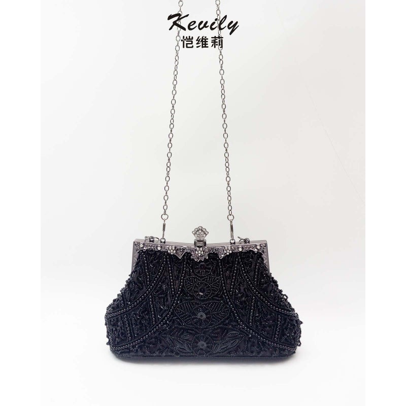 Kai Weili Vintage Geometric Heavy Handmade Beaded Embroidered Bag Women'S Bag Evening Bag Dress Cheongsam Bag Beaded Evening Bag - Image 5